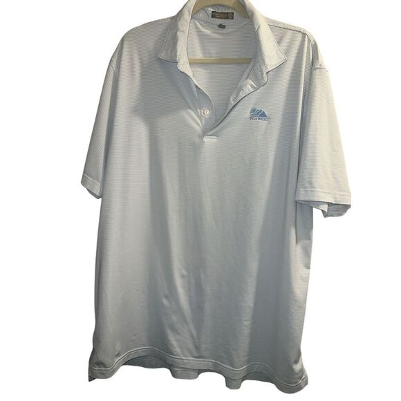 ✨PETER MILLAR Summer Comfort White & Teal Striped Sz XL Polo✨ - Picture 2 of 6